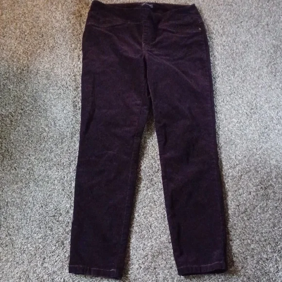 Van Heusen Corduroy Pants~Size 10~Dark Plum Color~Stretch - Picture 1 of 7